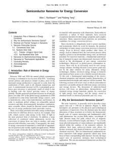 Semiconductor Nanowires for Energy Conversion Allon I. Hochbaum* and Peidong Yang*