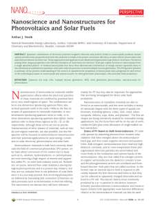 Nanoscience and Nanostructures for Photovoltaics and Solar Fuels Arthur J. Nozik