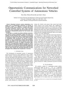 Opportunistic Communications for Networked Controlled Systems of Autonomous Vehicles