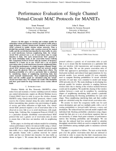 Performance Evaluation of Single Channel Virtual-Circuit MAC Protocols for MANETs Senni Perumal