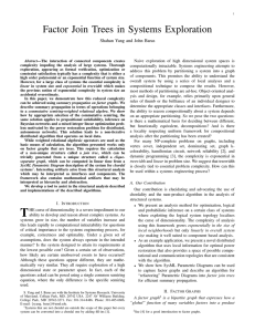 Factor Join Trees in Systems Exploration Shahan Yang and John Baras