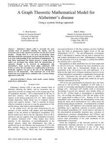 A Graph Theoretic Mathematical Model for  Alzheimer’s disease  Using a systems biology approach  C. Rose Kyrtsos 