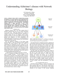 Understanding Alzheimer’s  disease with Network Biology  C.R. Kyrtsos &amp; J.S. Baras