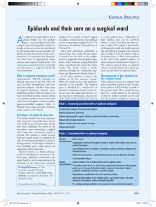 A Epidurals and their care on a surgical ward C P