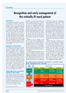 Recognition and early management of the critically ill ward patient C Introduction