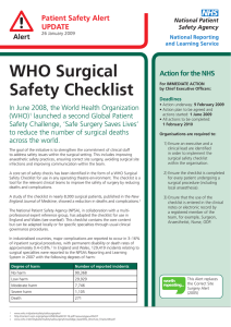 WHO Surgical Safety Checklist Patient Safety Alert