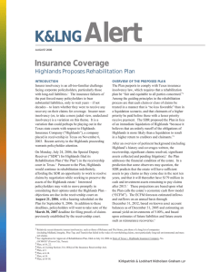 Alert K&amp;LNG Insurance Coverage Highlands Proposes Rehabilitation Plan