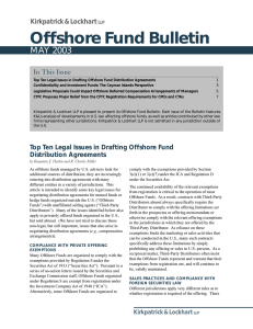 Offshore Fund Bulletin MAY 2003 In This Issue Kirkpatrick