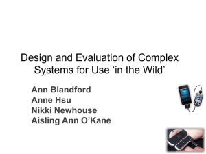 Design and Evaluation of Complex Systems for Use ‘in the Wild’