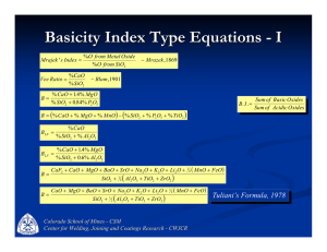 Basicity Index Type Equations - I