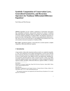 Symbolic Computation of Conservation Laws, Generalized Symmetries, and Recursion