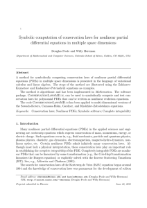 Symbolic computation of conservation laws for nonlinear partial