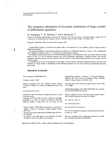 The computer calculation of Lie point symmetries  of large... of differential equations