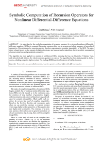 Symbolic Computation of Recursion Operators for Nonlinear Differential-Difference Equations Ünal Göktaş