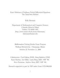 Exact Solutions of Nonlinear Partial Differential Equations The Tanh/Sech Method Willy Hereman