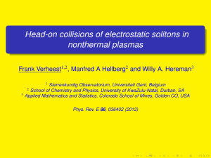 Head-on collisions of electrostatic solitons in nonthermal plasmas Frank Verheest