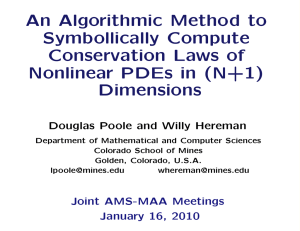 An Algorithmic Method to Symbollically Compute Conservation Laws of Nonlinear PDEs in (N+1)