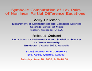 Symbolic Computation of Lax Pairs of Nonlinear Partial Difference Equations Willy Hereman