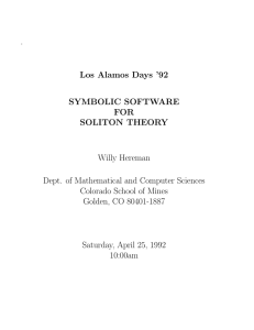 . Los Alamos Days ’92 SYMBOLIC SOFTWARE FOR