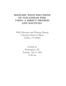 SOLITARY WAVE SOLUTIONS OF NON-LINEAR PDEs USING A DIRECT METHOD AND MACSYMA