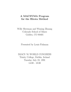 A MACSYMA Program for the Hirota Method Willy Hereman and Wuning Zhuang