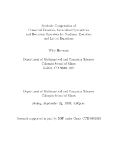 Symbolic Computation of Conserved Densities, Generalized Symmetries