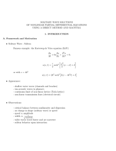 SOLITARY WAVE SOLUTIONS OF NONLINEAR PARTIAL DIFFERENTIAL EQUATIONS 1. INTRODUCTION