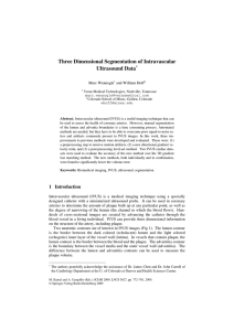 Three Dimensional Segmentation of Intravascular Ultrasound Data  Marc Wennogle
