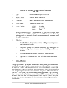 Report to the Oregon Processed Vegetable Commission 2006–2007 1. Title: