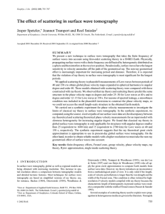 The effect of scattering in surface wave tomography Jesper Spetzler,