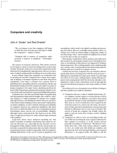 Computers and creativity John A. Scales and Roel Snieder ∗