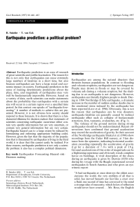 Earthquake prediction: a political problem?