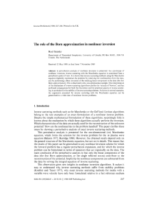 The role of the Born approximation in nonlinear inversion Roe1 Snieder UK