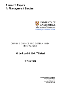 Research Papers in Management Studies  M de Rond &amp; R-A Thiétart