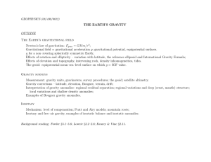 THE EARTH’S GRAVITY OUTLINE The Earth’s gravitational field Newton’s law of gravitation: F