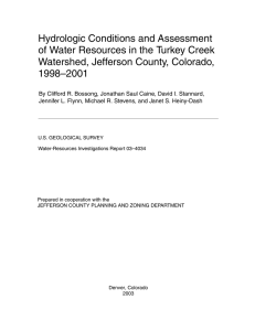 Hydrologic Conditions and Assessment of Water Resources in the Turkey Creek