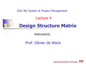 Design Structure Matrix Prof. Olivier de Weck  Lecture 4