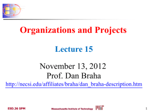 Organizations and Projects November 13, 2012 Prof. Dan Braha
