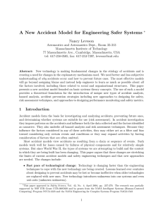 A New Accident Model for Engineering Safer Systems Nancy Leveson