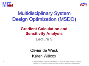 Multidisciplinary System Design Optimization (MSDO) Gradient Calculation and Sensitivity Analysis