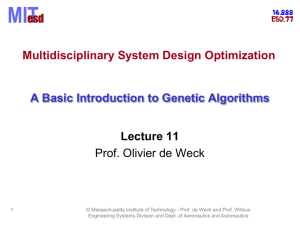 A Basic Introduction to Genetic Algorithms Lecture 11 Prof. Olivier de Weck