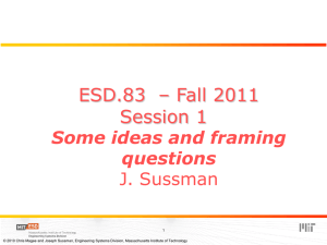 ESD.83  – Fall 2011 Session 1 Some ideas and framing questions