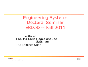 Engineering Systems Doctoral Seminar ESD.83-- Fall 2011 Class 14