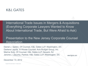 International Trade Issues in Mergers &amp; Acquisitions