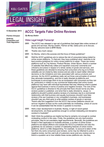 ACCC Targets Fake Online Reviews Video Legal Insight Transcript