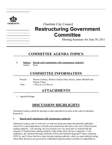 Restructuring Government Committee COMMITTEE AGENDA TOPICS COMMITTEE INFORMATION