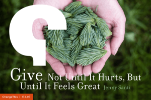 Give Not Until It Hurts, But Until It Feels Great Jenny Santi