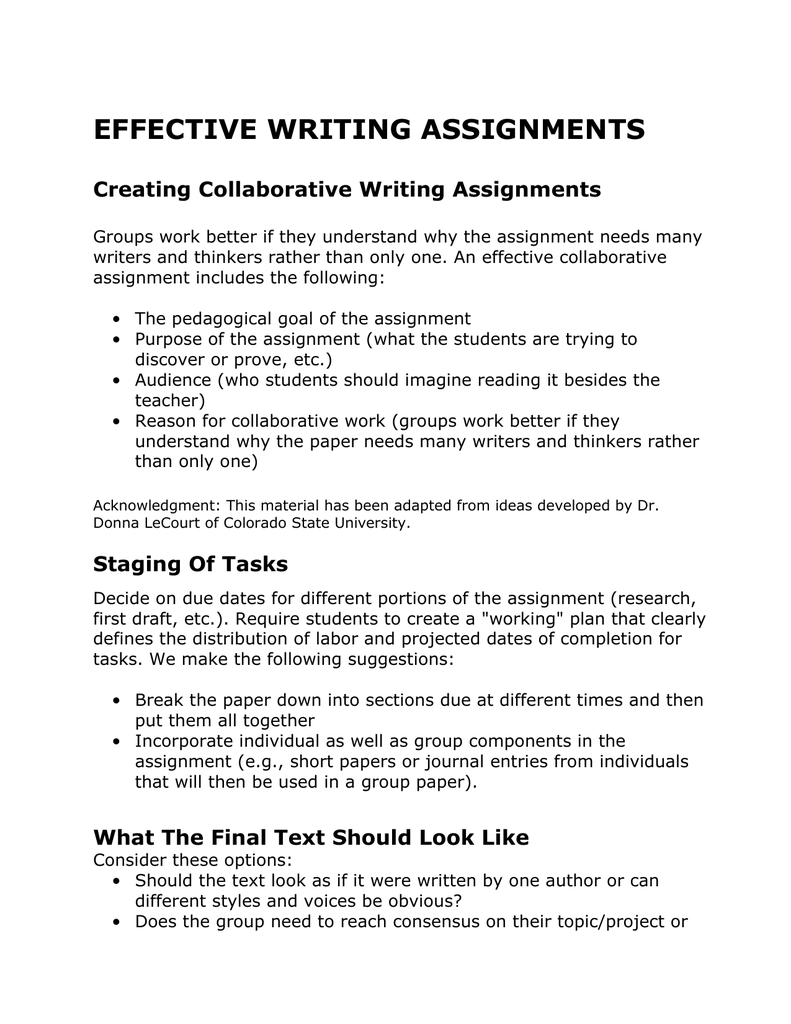 how is an assignment written