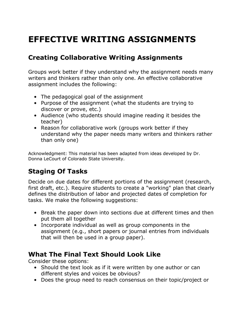 what should an assignment look like