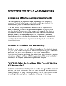 EFFECTIVE WRITING ASSIGNMENTS Designing Effective Assignment Sheets